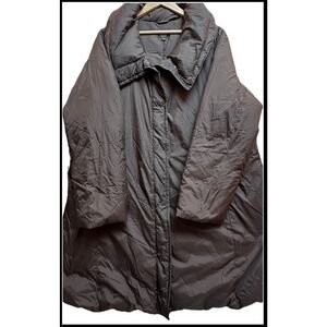 Eileen Fisher Women’s Puffer Long Down Coat Brown Double Zip Plus 2XL